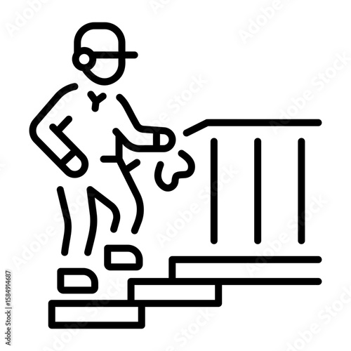 A linear style icon representing polishing staircase  