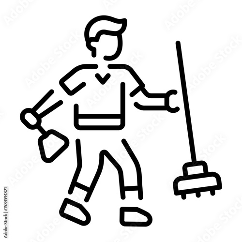 A linear style icon representing sweeper 
