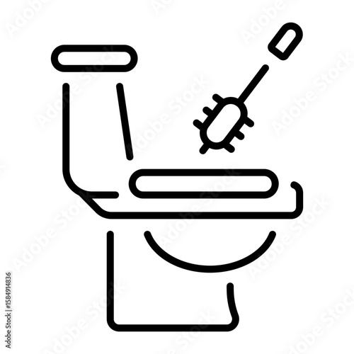 A line style icon showing cleaning bathroom  