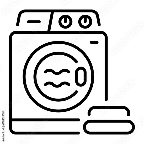 A line style icon showing washing machine  
