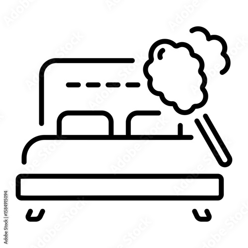 A linear style icon representing bed dusting 
