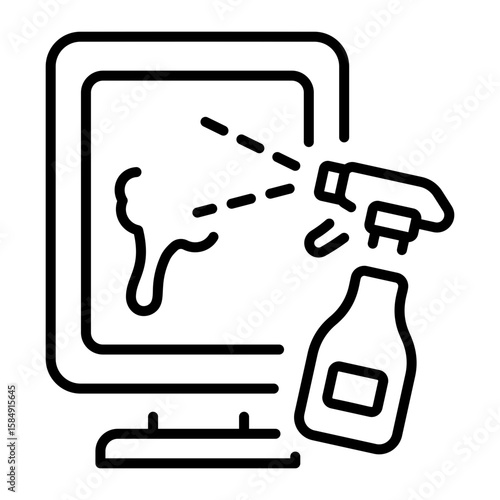 An outline style icon depicting mirror cleaning 