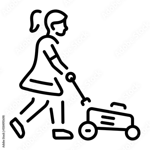A linear style icon representing grass cutter 