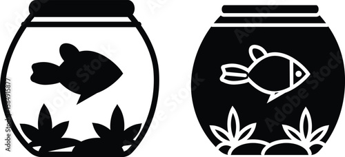 Fish bowl icon in black