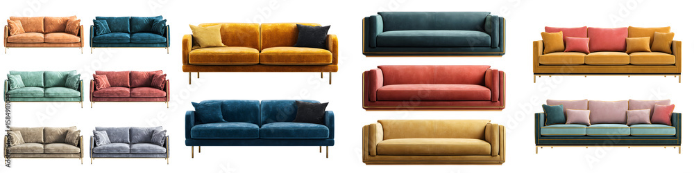 Obraz premium Stylish Velvet Sofas: Collection of Modern Living Room Furniture