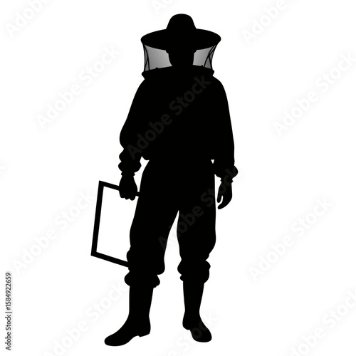 Beekeeper silhouette holding frame person black