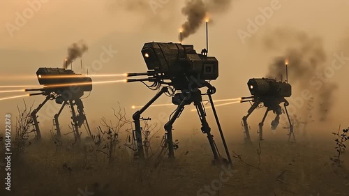 War machines in a field