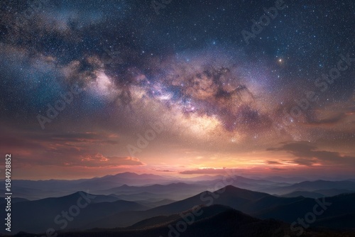 Wallpaper Mural Ethereal Night Sky Over Serene Mountains: A Starlit Symphony of Colors and Tranquility Torontodigital.ca