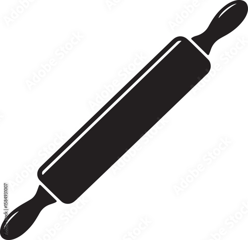 Classic kitchen rolling pin tool for baking and cooking silhouette