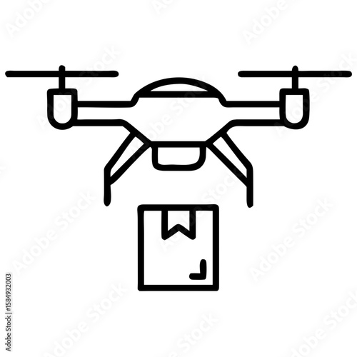 Drone delivery service icon for websites, blogs, clipart, logistics, technology, shipping, educational and awareness materials, presentations