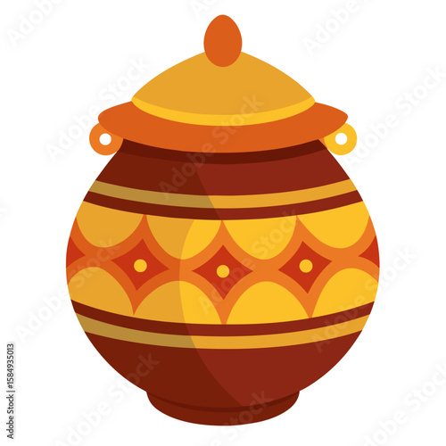 Decorative Earthen Pot   Vector Festival Lights and Fireworks AI Graphic Design for Microstock Download