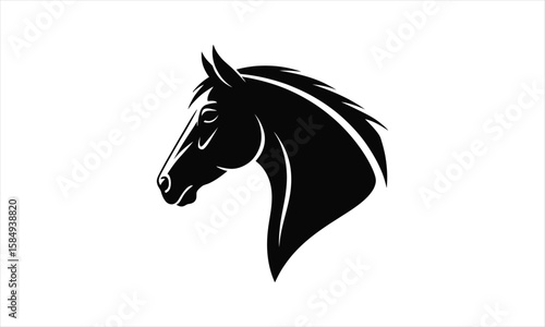 Majestic horse head profile silhouette