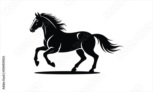Majestic horse galloping silhouette
