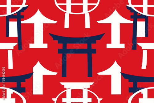 pattern of torii gate silhouettes in minimalist l