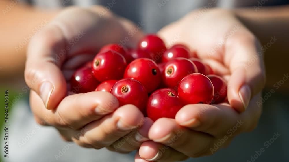 Freshly Picked Cherries Held in Hands Freshly Picked Cherries Held in Hands