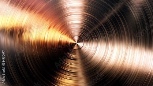 Swirling Golden Metal Texture with Radial Brushed Finish and Light Reflections