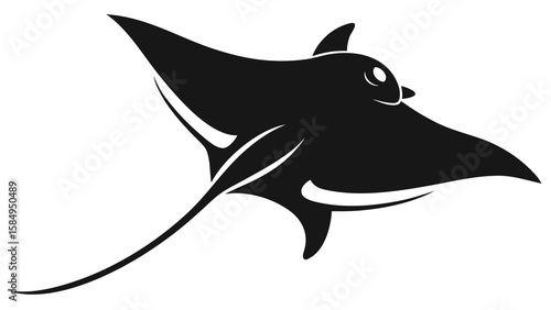 Discover a sleek black vector silhouette of an electric ray, a fascinating sea creature perfect for scientific illustrations or marine wildlife designs.