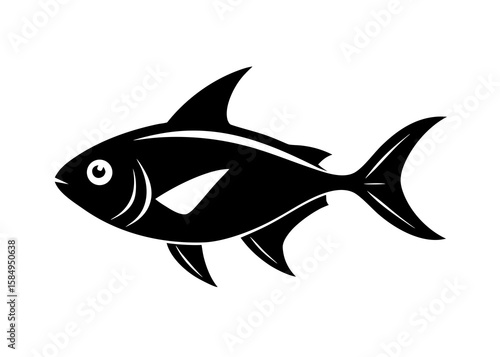 A striking black tetra silhouette evokes simplicity and elegance, perfect for designs needing a clean, impactful aquatic animal representation with vector adaptability.