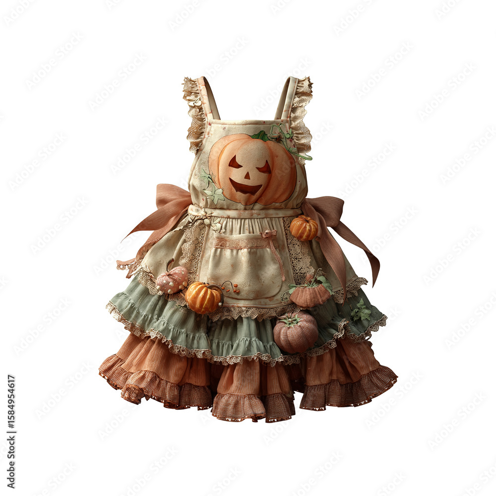 Fototapeta premium Adorable Pumpkin Patch Halloween Dress for Girls