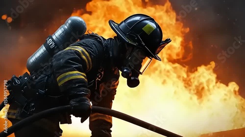 Firefighter in action