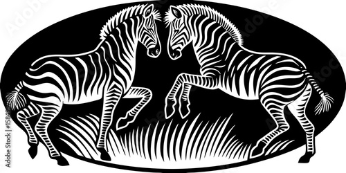 A vibrant zebra vector illustration showcasing a striped mammal in its natural safari habitat with black and white patterns