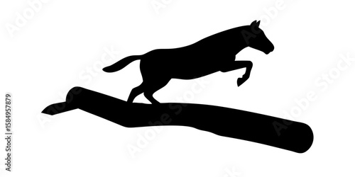 Black vector silhouette illustration of a running horse