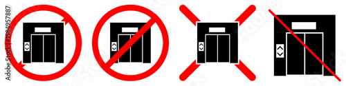No elevator vector, indicating stairs only or restricted lift access. Ideal for accessibility signs, building notices, or emergency exit plans, promoting stair usage or safety.