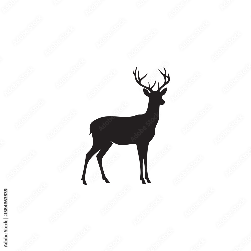 Obraz premium Majestic stag silhouette standing proudly isolated on white background