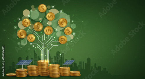 Green Energy Investment Money Tree Growth.