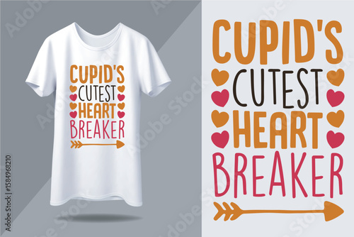 Cupid's cutest heard breaker t shirt design vector.