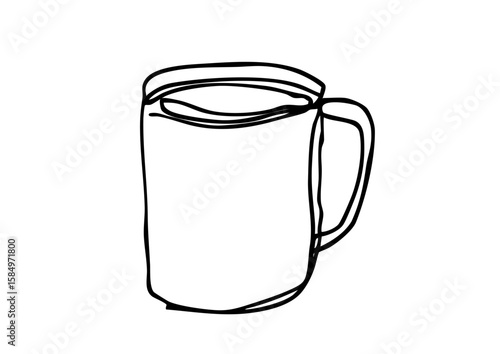 ゆるい線画のコーヒーカップのイラスト