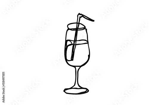 ゆるい線画のアイスコーヒーのイラスト