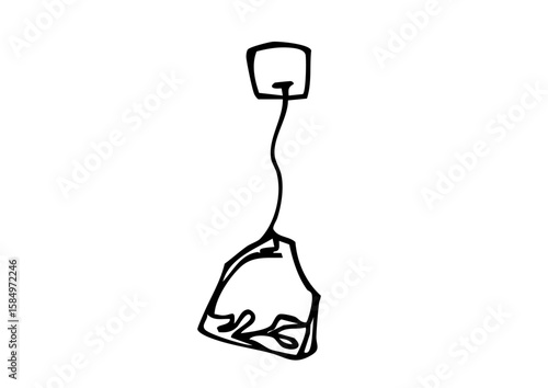 ティーバッグの手描き線画イラスト