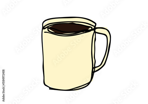ゆるい線画のコーヒーカップのイラスト