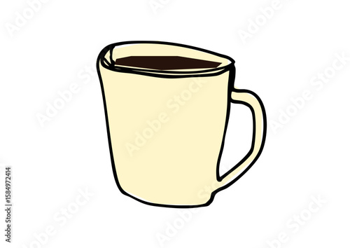 ゆるい線画のコーヒーカップのイラスト