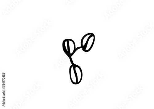 コーヒー豆の手描き線画イラスト