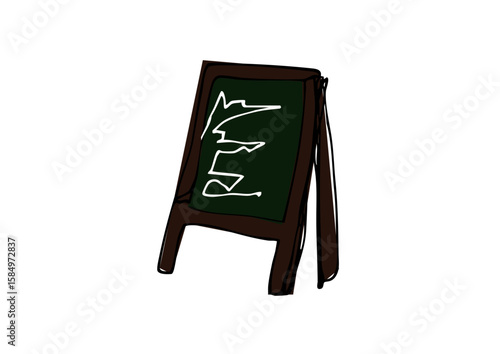 カフェ風看板の手描き線画イラスト