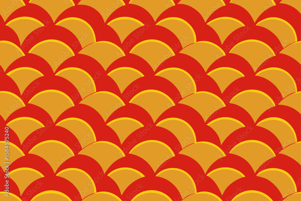 Fototapeta premium Seamless red heart wave pattern vector illustration for vintage fabric and paper decor