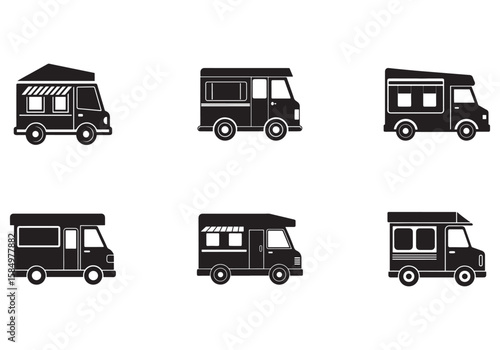 food truck icon silhouette vector illustration