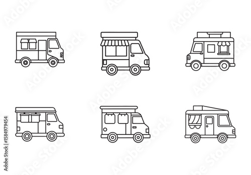 food truck icon line art vector illustration