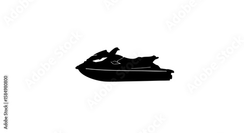 Jet Ski silhouette on white background. 