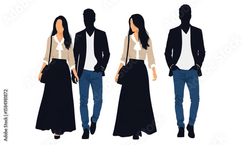 Business People Walking Silhouettes | Professional Team Vector Illustration for Corporate Design, Presentations, and Website Graphics