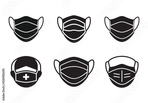 medical face mask icon vector silhouette illustration