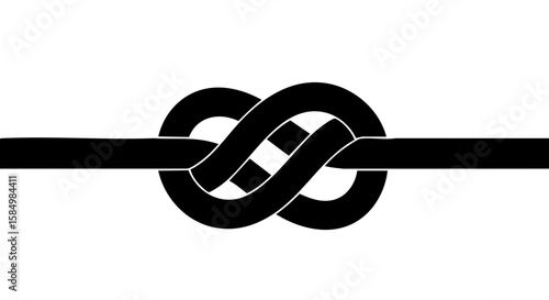 A black knot tied on a thin black rope, symbolizing connection and entanglement.