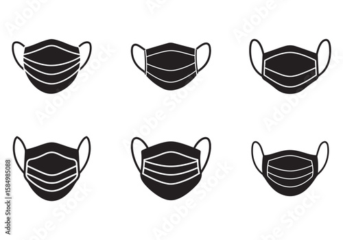 surgical mask icon line art vector illustration