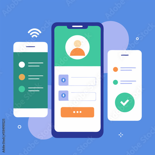 Set of UI, UX, GUI screens Fitness app flat design template for mobile apps, responsive website wireframes. Web design UI kit. Fitness Dashboar