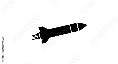A black rocket silhouette against a simple background, ready for liftoff.