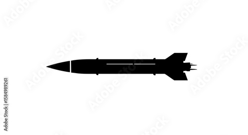 A black missile on a white background.