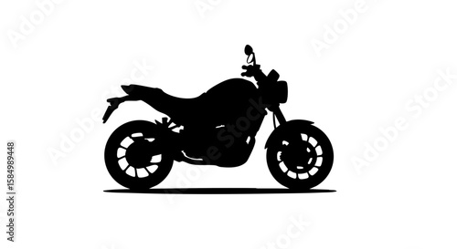 A black motorcycle silhouette with a clean design against background