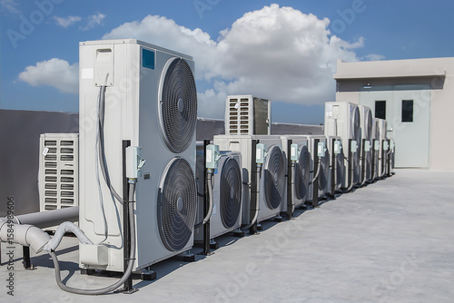 Air conditioning outdoor unit compressor install outside the building.